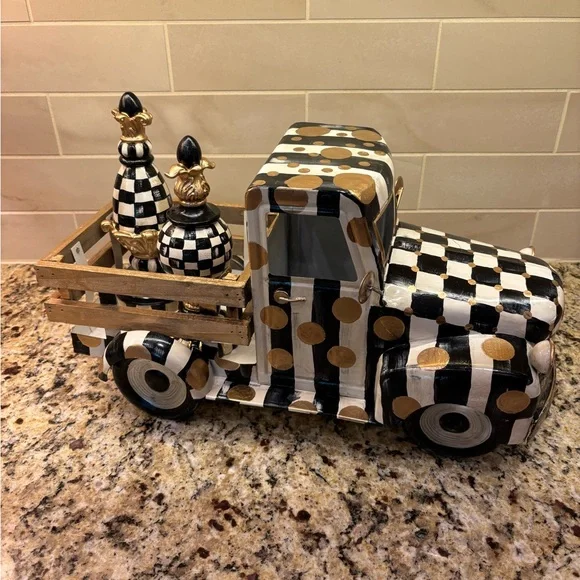 Checkered Black and White Decorative Truck